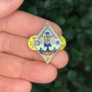 USN Navy Pin Ohio District 7 Diamond Shaped Gold Tone Military Patriotic